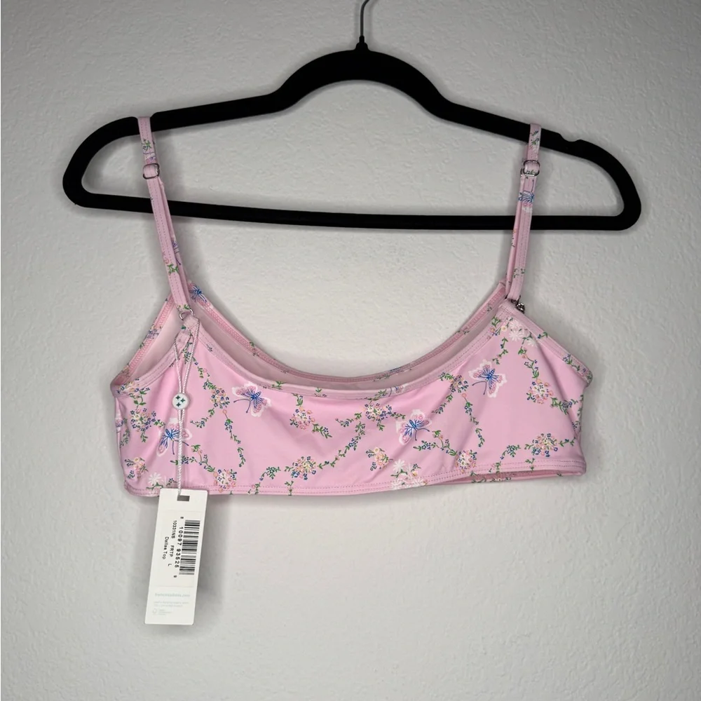 Frankie’s Bikinis Fairytale Dallas Top Isabella Bottom Floral Chain Set L NWT